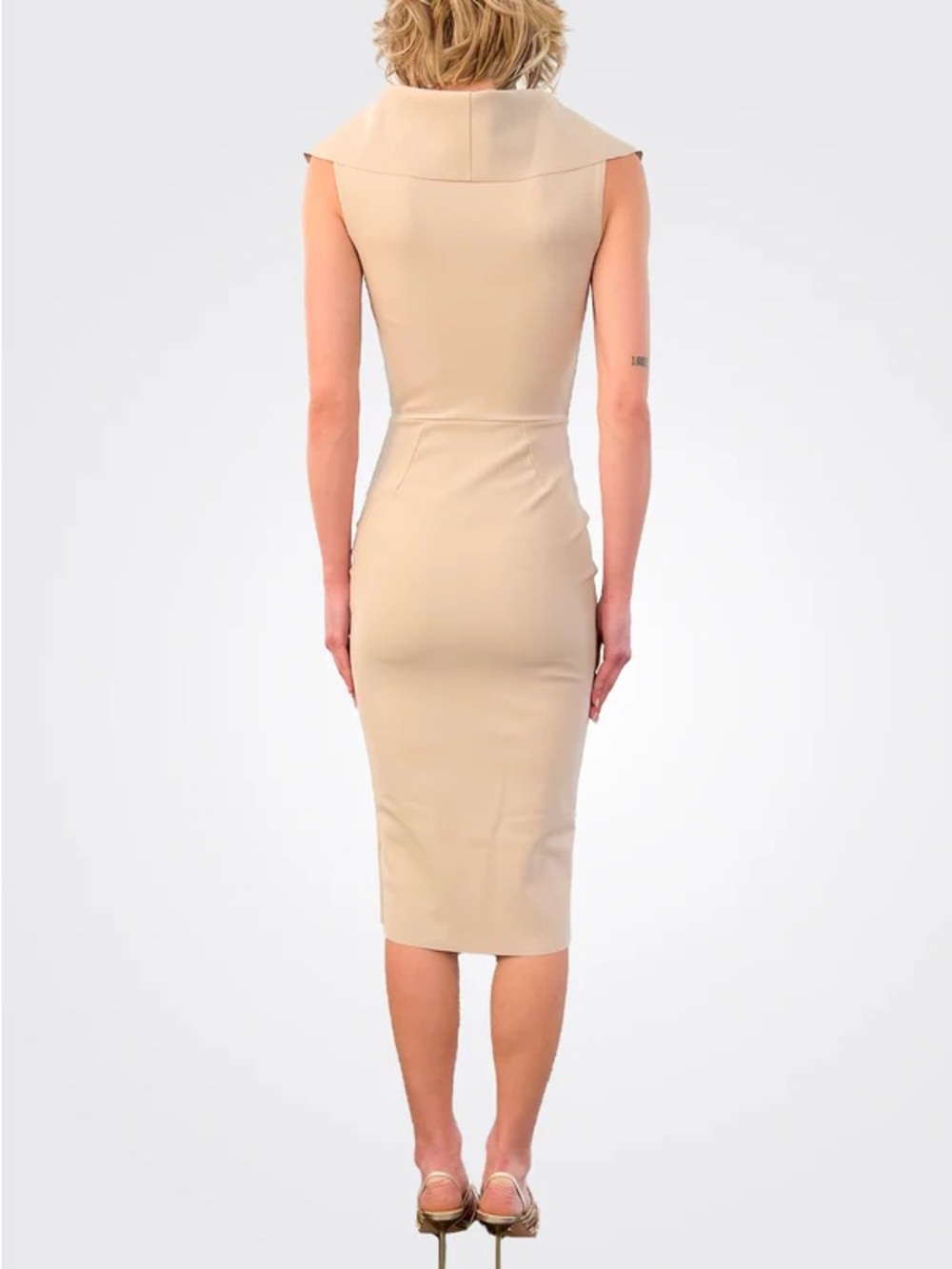 Chiara Boni La Petite Robe Draped Faux Wrap Dress Pullover Cream Chevron Sz XL - Picture 2 of 14